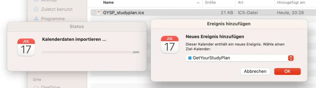 apple Lernplan einfügen